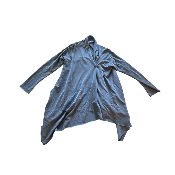 Women XS S Splendid Gray Drape Open Front Tunic Sweater Coat Jacket One Button - Picture 1 of 4